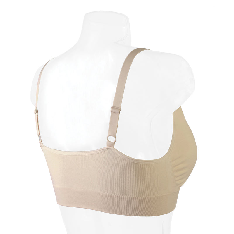 Bralette Seamless Padded Slip-On Adjustable Straps Comfort Bra Beige