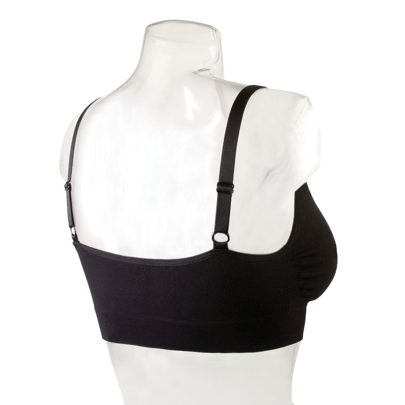 Bralette Seamless Padded Slip-On Adjustable Straps Comfort Bra Black
