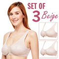 Matching Set of 3 Full-Freedom Comfort Front Closure Bra for Women, Wireless