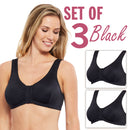 Matching Set of 3 Full-Freedom Comfort Front Closure Bra for Women, Wireless