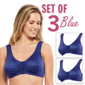 Matching Set of 3 Full-Freedom Comfort Front Closure Bra for Women, Wireless
