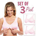 Matching Set of 3 Full-Freedom Comfort Front Closure Bra for Women, Wireless