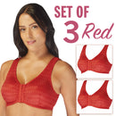 Matching Set of 3 Full-Freedom Comfort Front Closure Bra for Women, Wireless