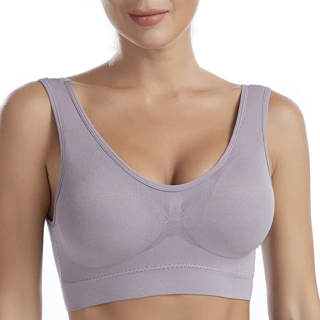 Yeahitch Wireless Plunge Bra for Women, Wirefree Bra Buttery Soft Comfort  Seamless Everyday Bra with Embedded Pad Gray L 