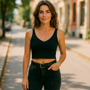 Crop Top with Integrated Sports Bra with Removable Pads  