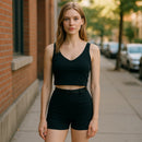 Crop Top with Integrated Sports Bra with Removable Pads  