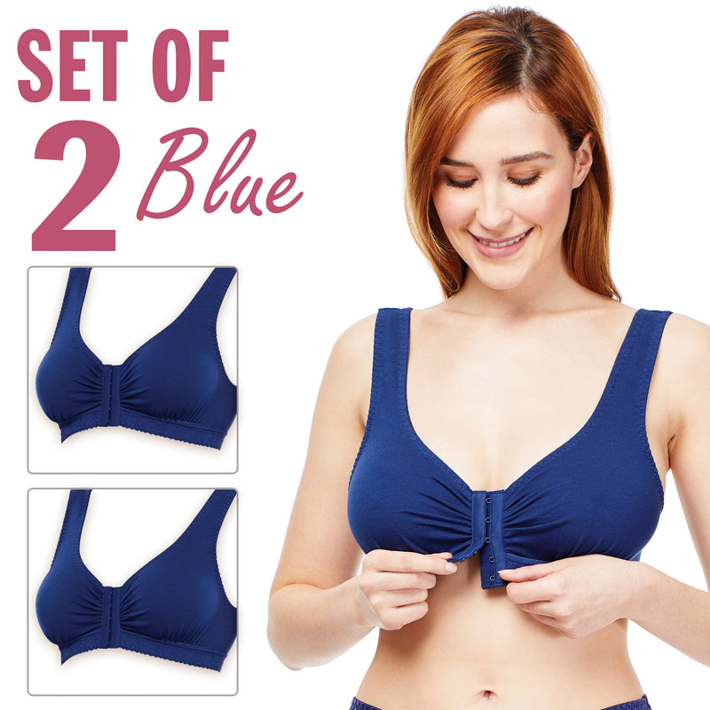 Set Of 3 Fashionable Wire Free Lace Full Cap Bras For Elderly