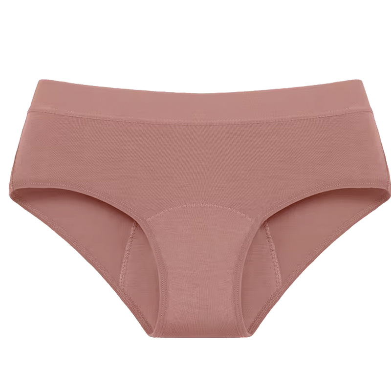 Period and Light Bladder Leakproof Bamboo Fiber Mid-Rise Bikini Underwear Clay
