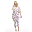 Women's Short Sleeve Top and Capri Pant Poly Suede Pajama Set