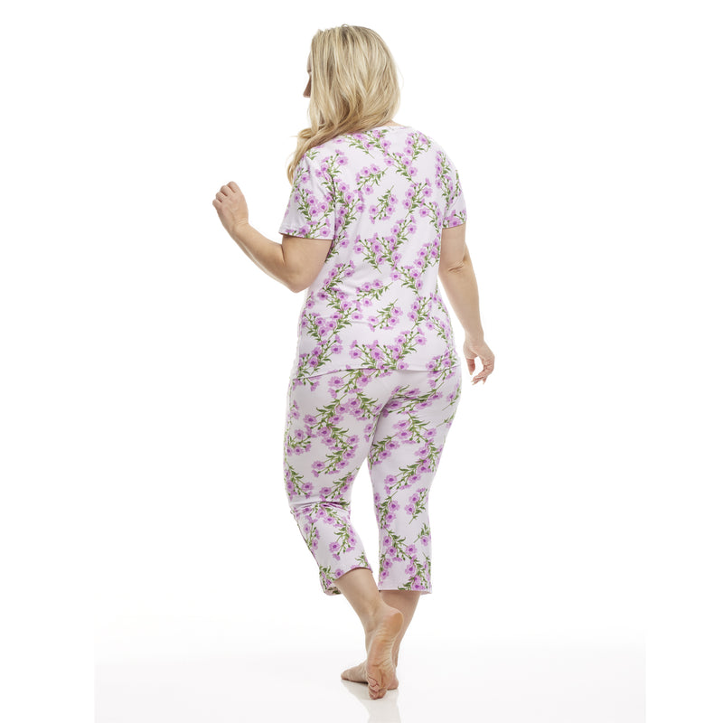 Women's Short Sleeve Shirt & Capri Pajama Pants Set w/ Balloon & Love Print