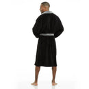 Men Bath Robe Soft Fleece Shawl Collar 2 tone Black Grey