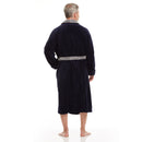 Men Bath Robe Soft Fleece Shawl Collar 2 tone Blue Grey