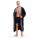 Men Bath Robe Soft Fleece Shawl Collar 2 tone Blue Grey