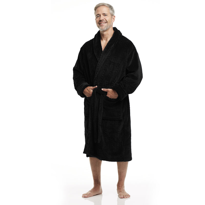 Robe de chambre pour hommes avec col châle en polaire doux