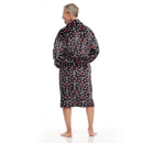 Men Bath Robe Soft Fleece Shawl Collar Hockey Motif