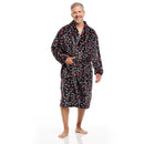 Men Bath Robe Soft Fleece Shawl Collar Hockey Motif