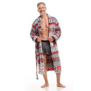Men Bath Robe Soft Fleece Shawl Collar XOXO