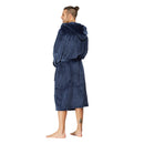 Men Hooded Bathrobe Blue Ribbed
