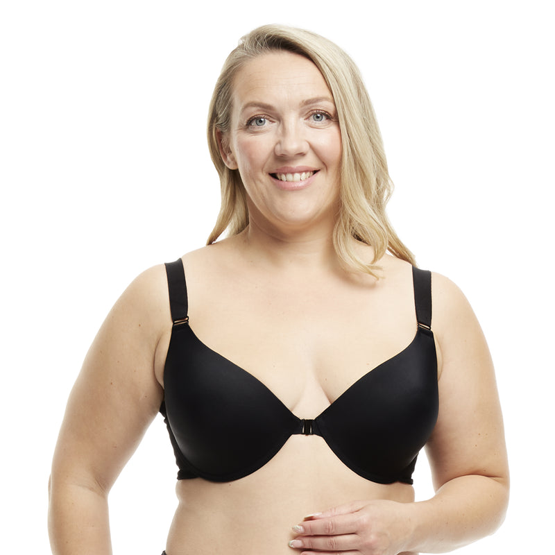 Plus Size Underwire Bra Front Closure Back Smoothing Seamless Cups
