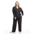 Women's Poly Suede Pajamas Long Sleeve Two-Piece Button-Down Pj Set