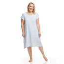 Women's Mid Calf Night Gown With Short Slit Sleeves