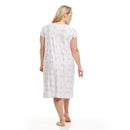 Women's Mid Calf Night Gown With Short Slit Sleeves