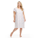 Women's Mid Calf Night Gown With Short Slit Sleeves