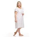 Women's Mid Calf Night Gown With Short Slit Sleeves