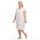 Women's Mid Calf Night Gown With Short Slit Sleeves