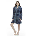 Women's Polka Dot Plush Shawl Collar Mid-Thigh Length Bath Robe