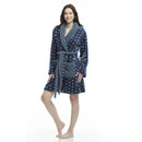 Women's Polka Dot Plush Shawl Collar Mid-Thigh Length Bath Robe