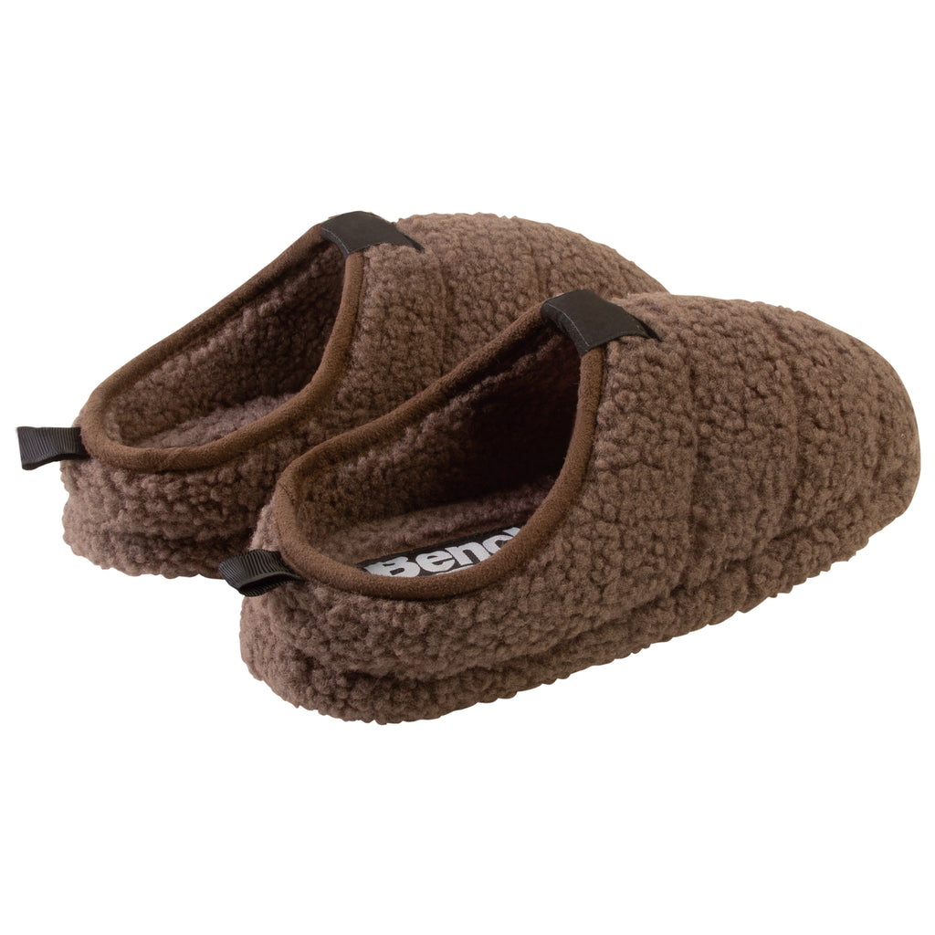Sherpa Scuff Slip-on Slippers Bench Brand Padded Non-skid Rubber Sole