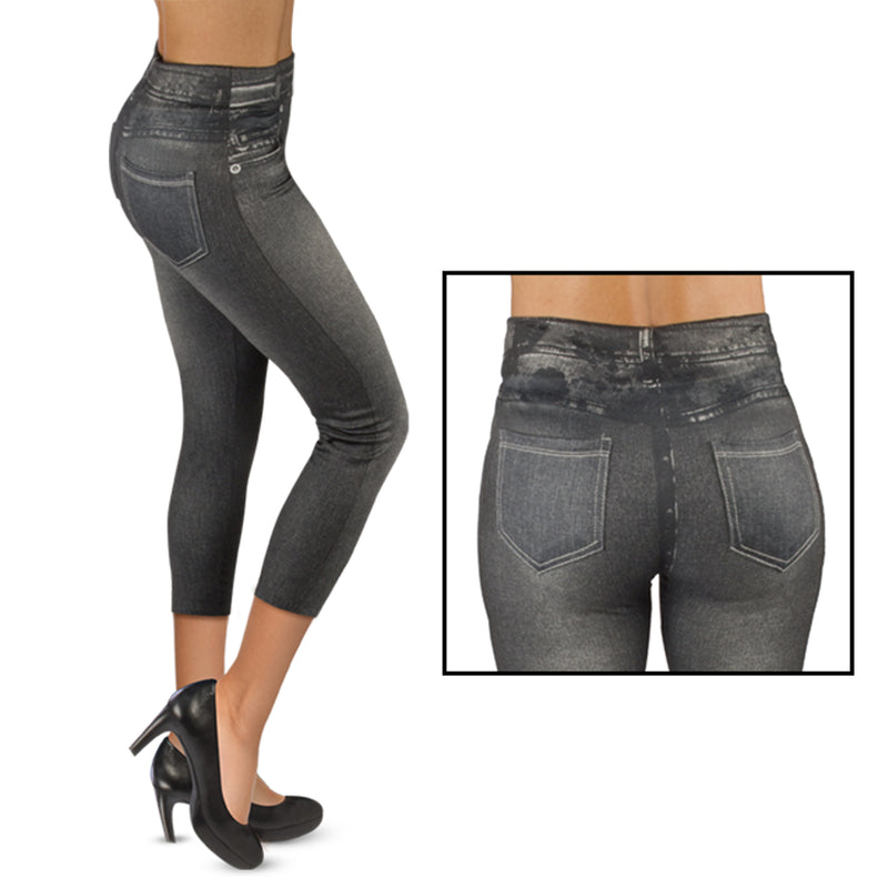 Women's New Mix Brand Capri Jeggings. - 1 Elastic Waistband - Pull-On  Styling - Two Functional Back Pockets - Soft, Smooth & Stretch Material -  ONE SIZE FITS MOST 0-14 - Inseam