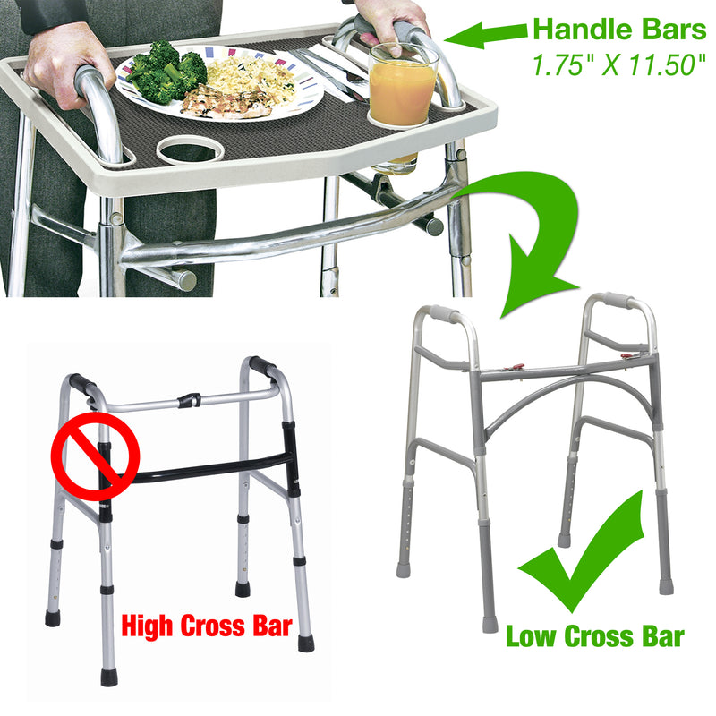 Walker Tray with Non-Slip Grip Mat