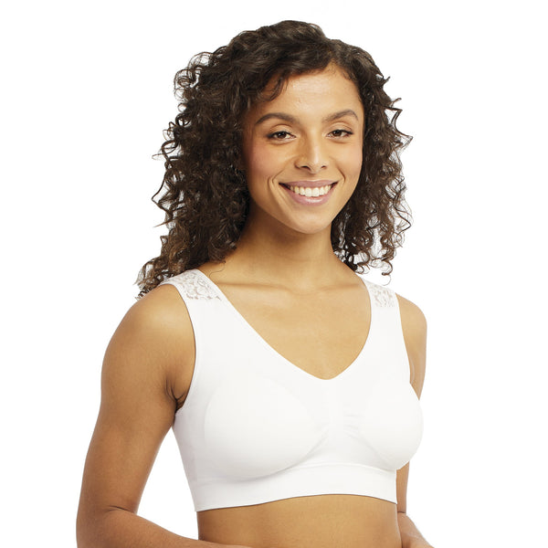 Carole Martin Crossover Slip-On Comfort Bra White 34 : : Clothing,  Shoes & Accessories