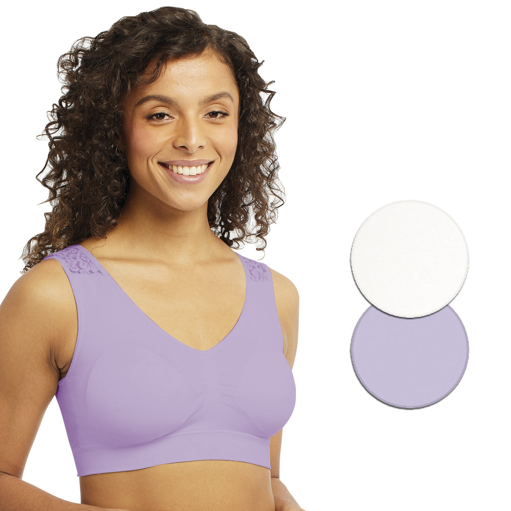 Padded Comfort Bra - 4XL - Wireless - Front Closure - Pale Lavender Lace on  eBid Canada