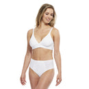 Carole Martin Wirefree Crossover Dual Front Closure Comfort Bra-White
